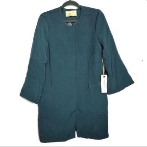 NWT Bagatelle Heritage Teal Bell Trumpet Sleeve Coat